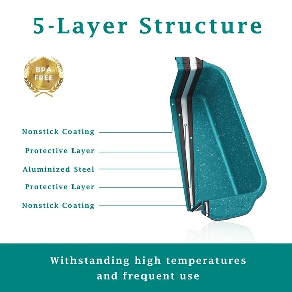 🌺 New Pioneer Woman Teal Blue Speckle 9”x5” Nonstick Aluminized Steel Loaf Pan - Picture 6 of 11